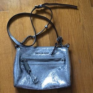 Michael Kors silver crossbody purse